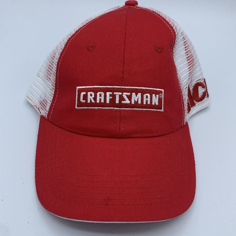 Craftsman Baseball Hat Cap Red White ACE  Trucker With Mesh Back SnapBack
